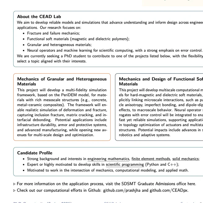 PhD position available in CEAD Lab